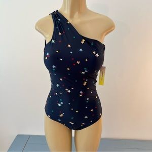 NWT Summersalt Scatter Star Deep Sea Swimsuit Sz 6 Navy Sidestroke One Piece